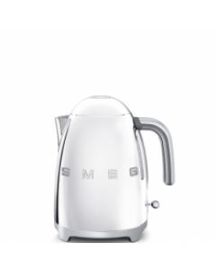 Image Bouilloire Années 50, Structure en acier inox, Couvercle à ouverture progressive, Capacité 1,7 litres, levier de commande rétroéclairé, Double visualisation du niveau d'eau (litres - tasses), Base détachable avec connexion à 360°, Arrêt aut